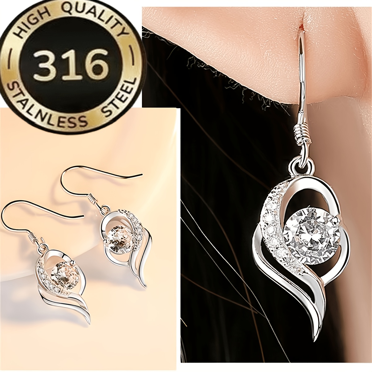 1 Pair Premium 316 Material Fashion Pendant Women's Earrings